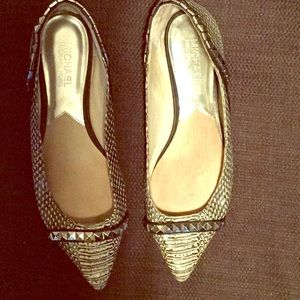 MICHAEL KORS SNAKE SKIN STUDDED FLATS
